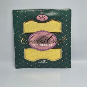 Charles Craft Aida 14 Count Cross Stitch Fabric Yellow 12x18 100% Cotton CR-5444